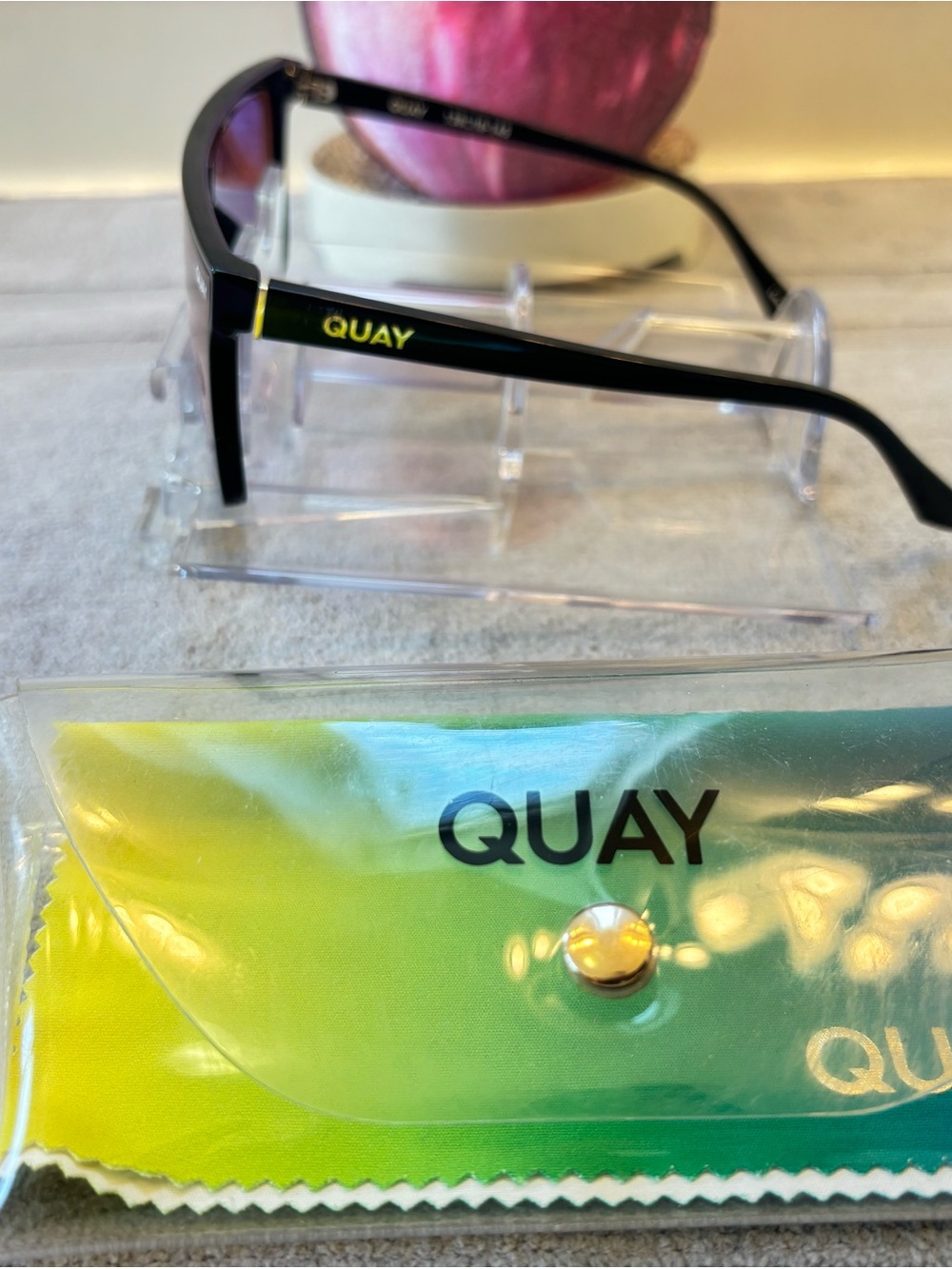 QUAY Nightfall Tinted Shield Sunglasses Black Plastic Frame Brown Lenses 145mm - Picture 5 of 8